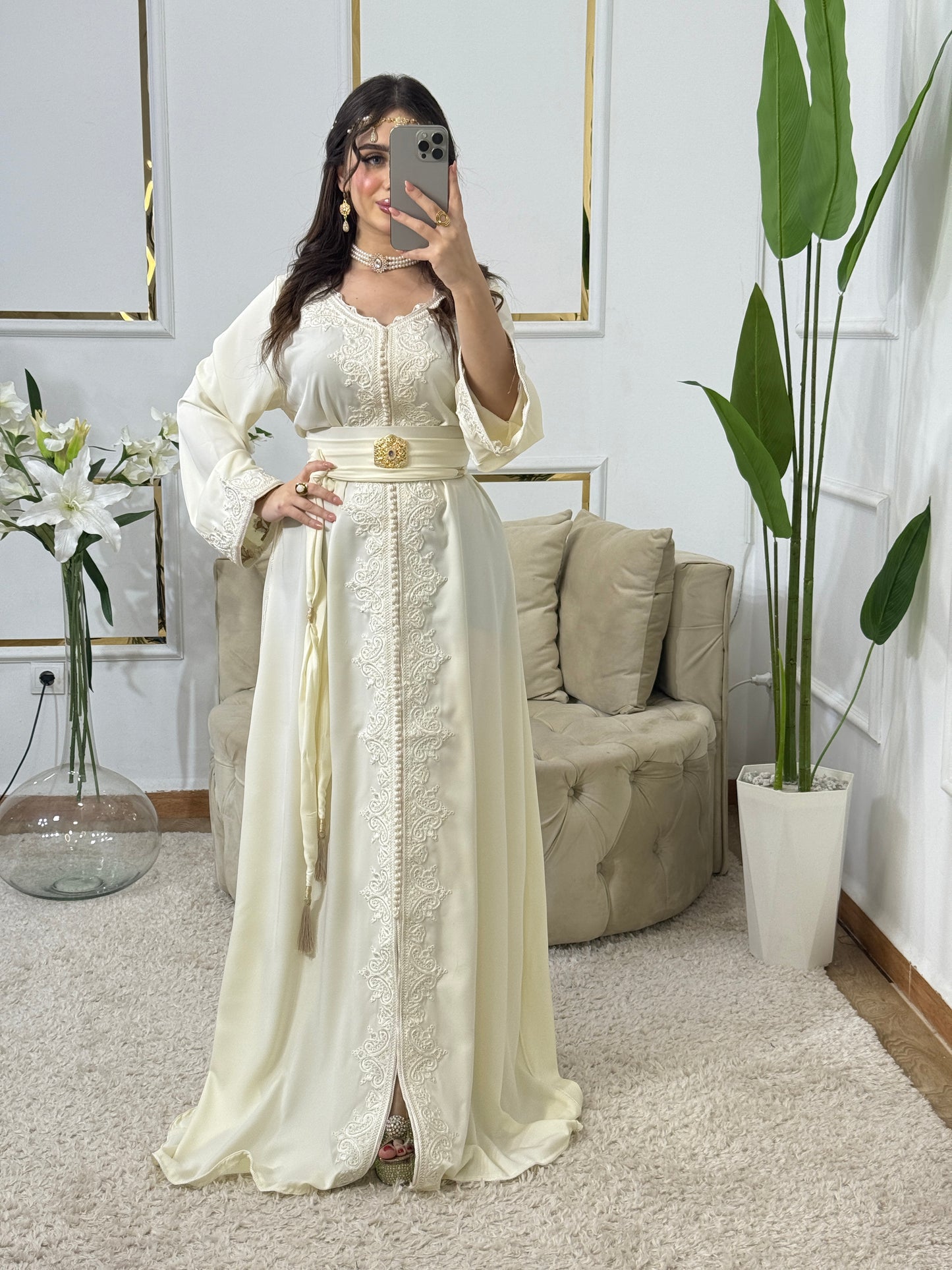 Caftan Assala – Blanc Cassé