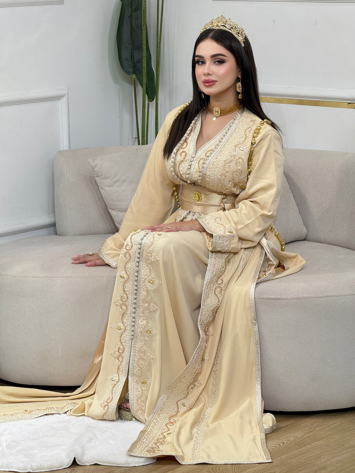 Caftan Samar – Ensemble 2 pièces brodé et perlé
