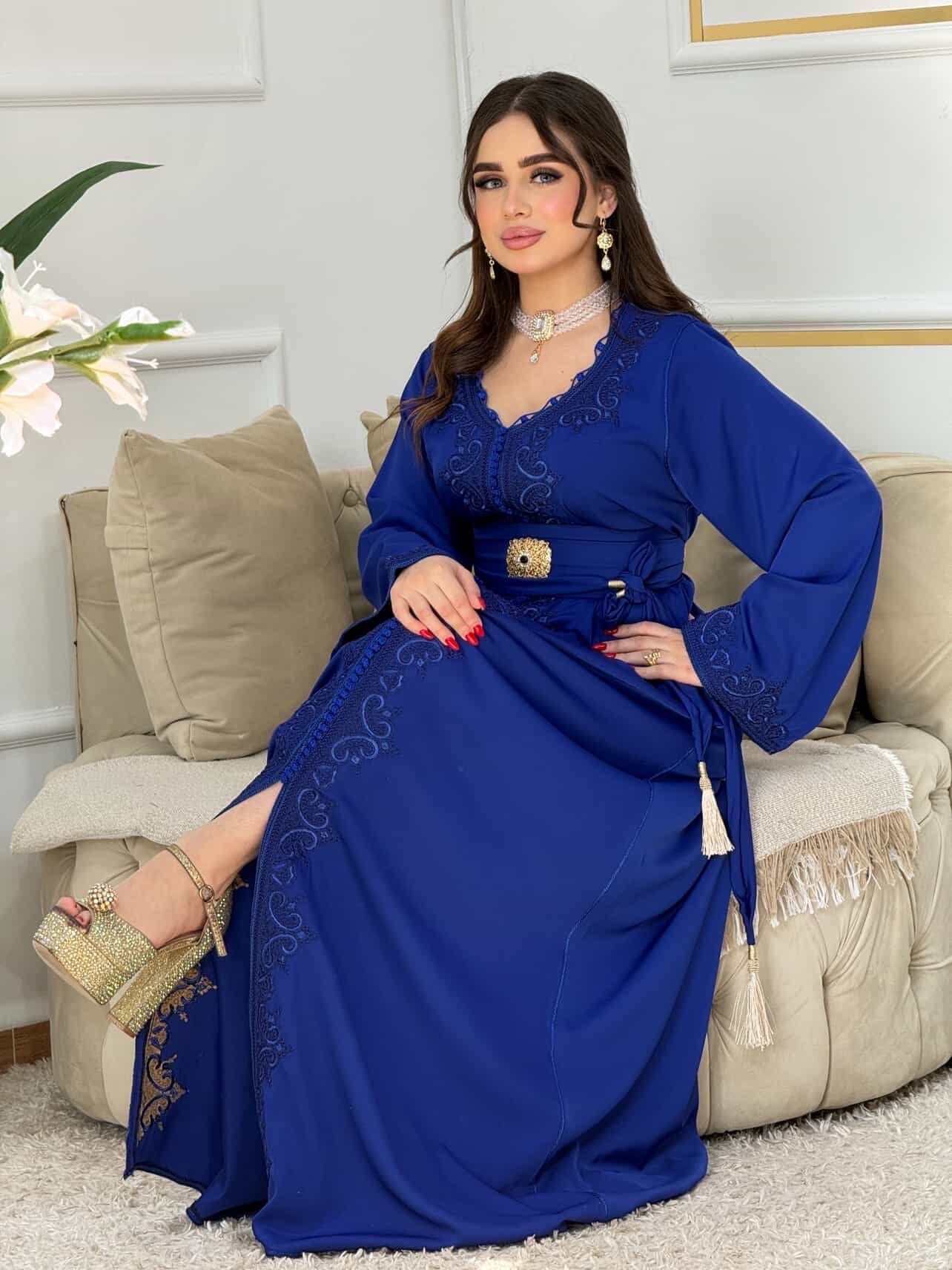Caftan Assala – Bleu roi 💙