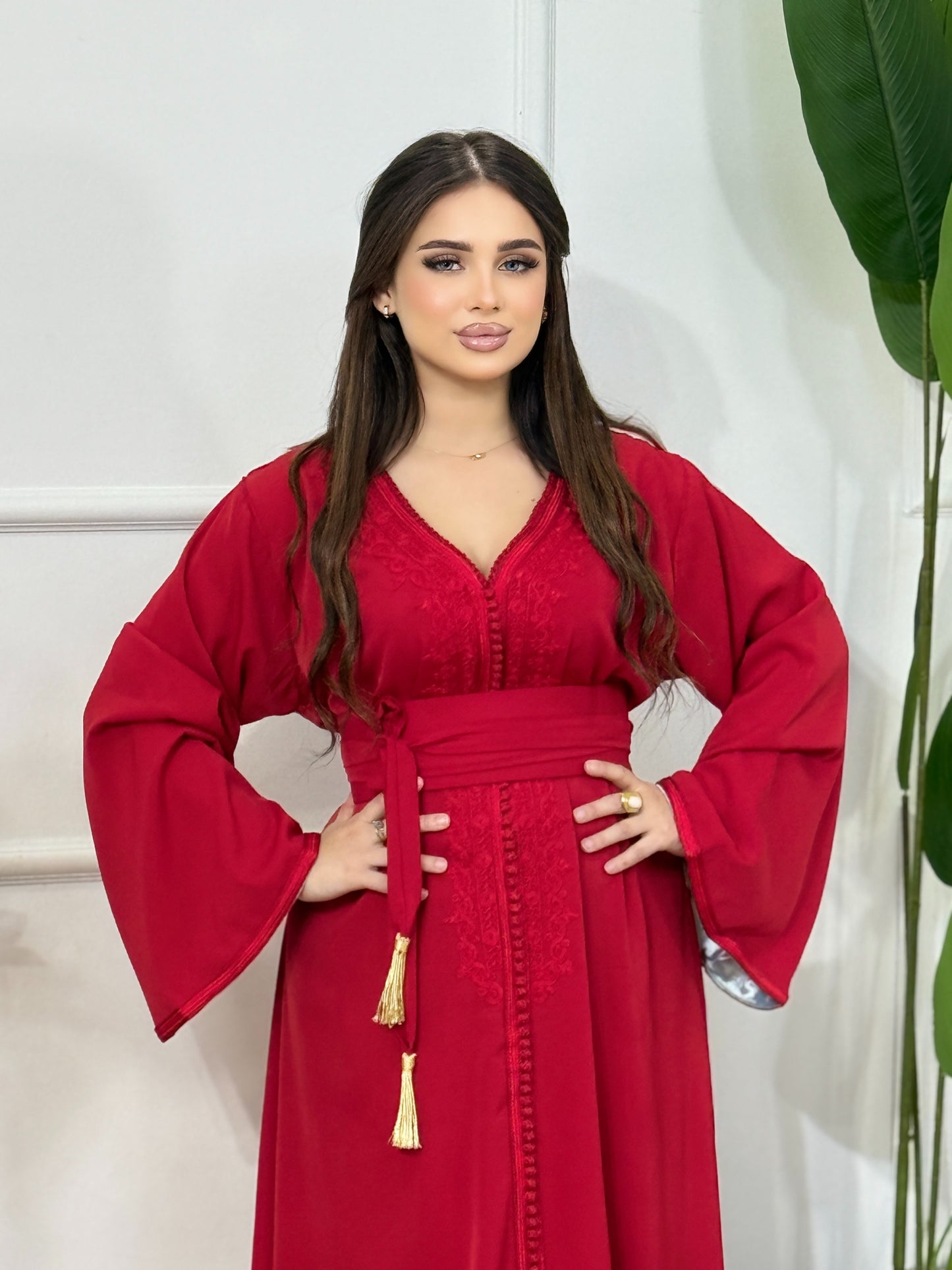Caftan Rosa en Crêpe de Soie