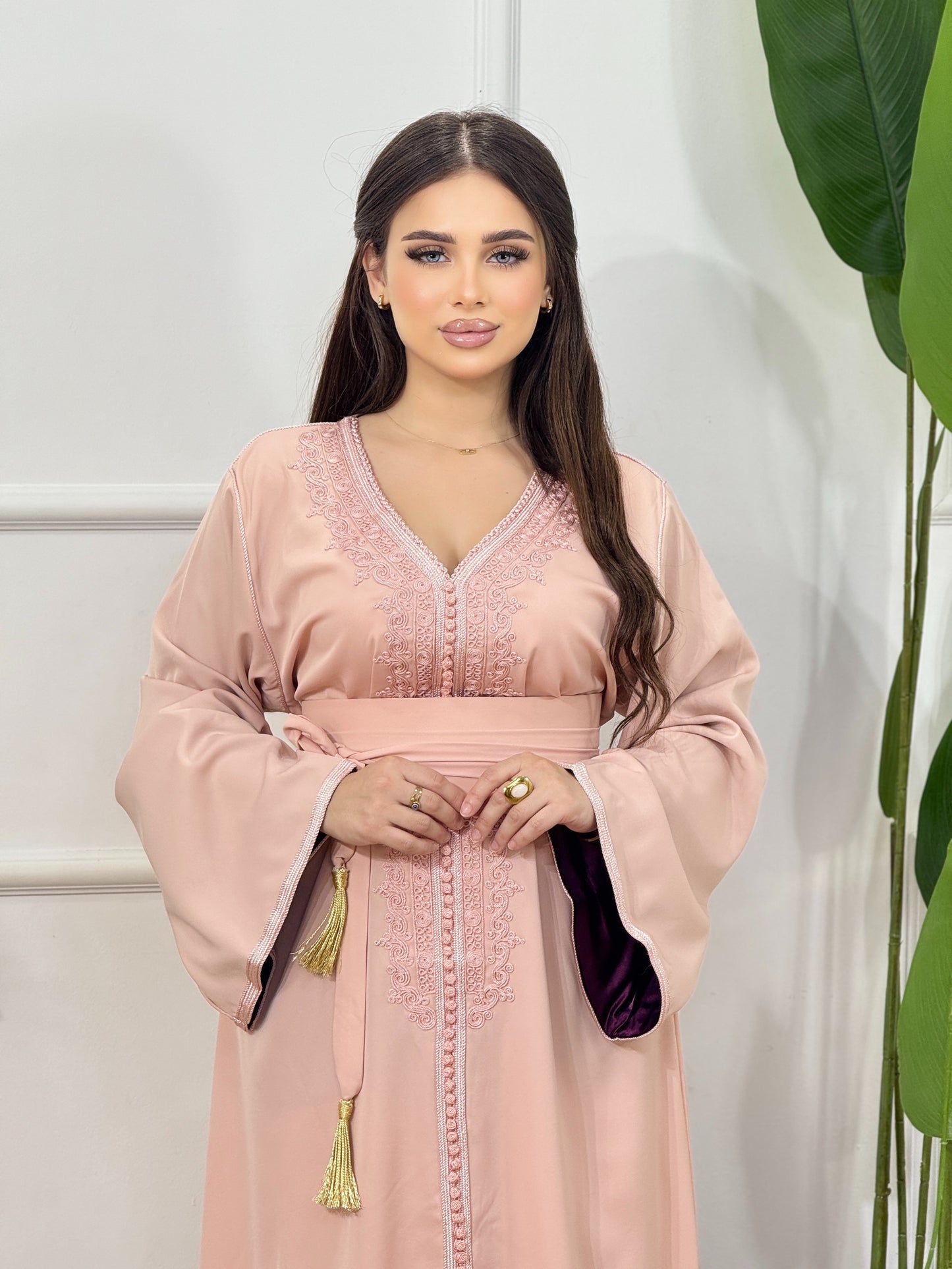 Caftan Rosa en Crêpe de Soie