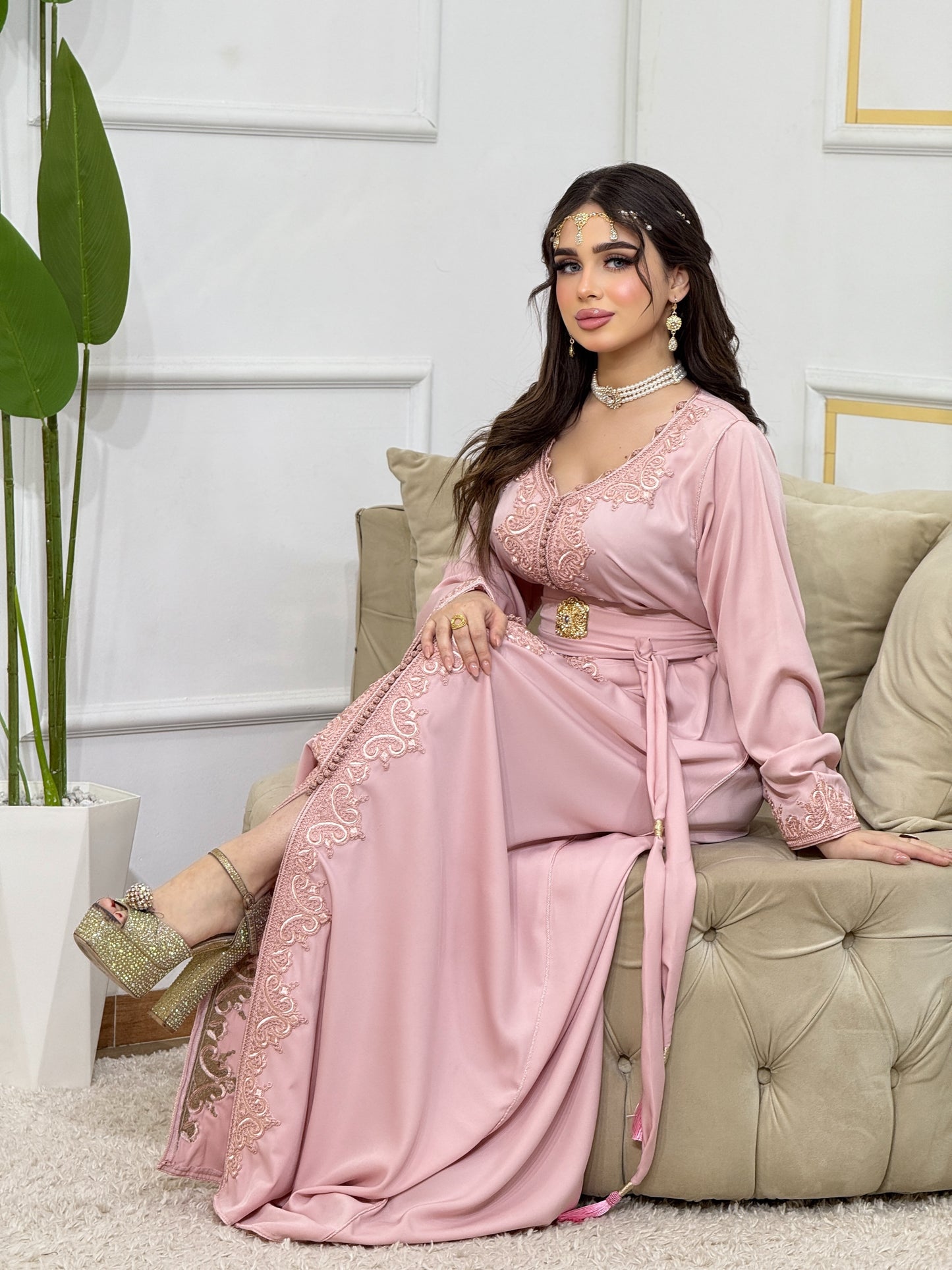 Caftan Assala – Rose Poudré