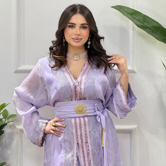 Caftan 2 pièces en organza brodé – Élégance et raffinement