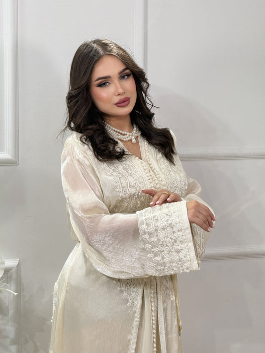 Caftan Farah blanc cassé – Broderie 2