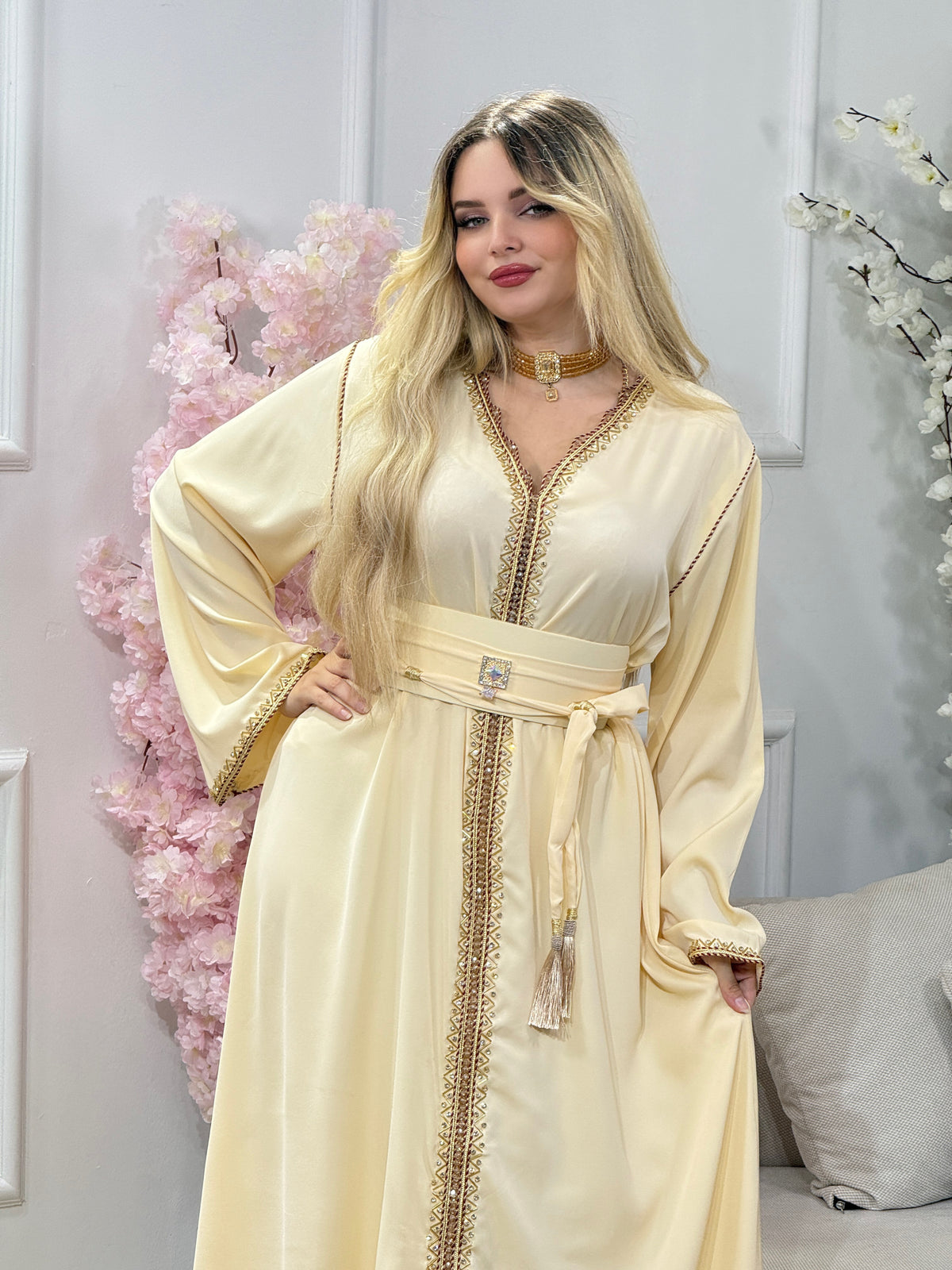 Caftan Sarah en crêpe – Plusieurs couleurs disponibles
