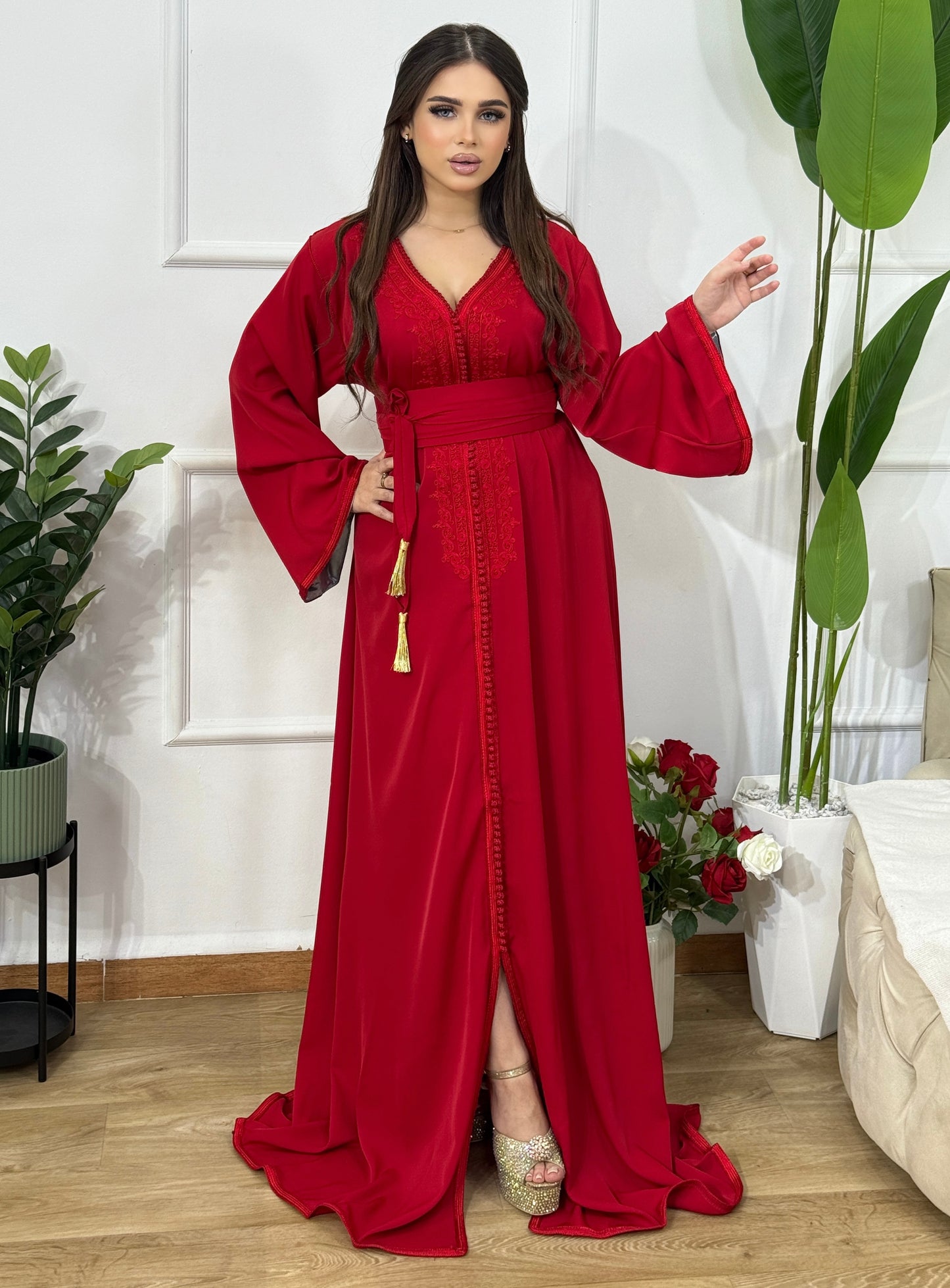 Caftan Rosa en Crêpe de Soie