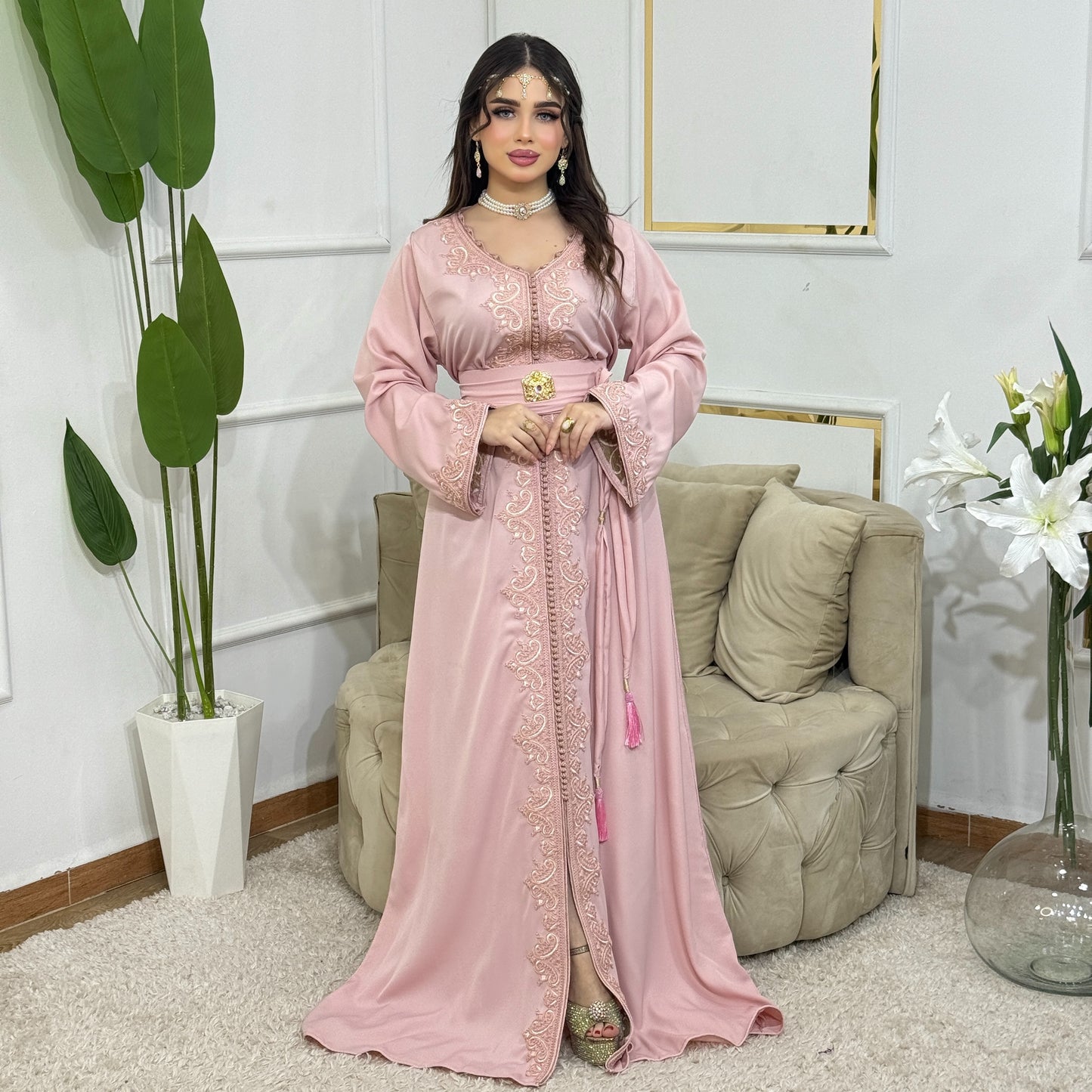 Caftan Assala – Rose Poudré