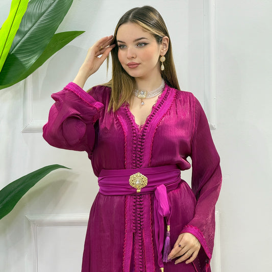 Caftan Organza Rose Fuchsia