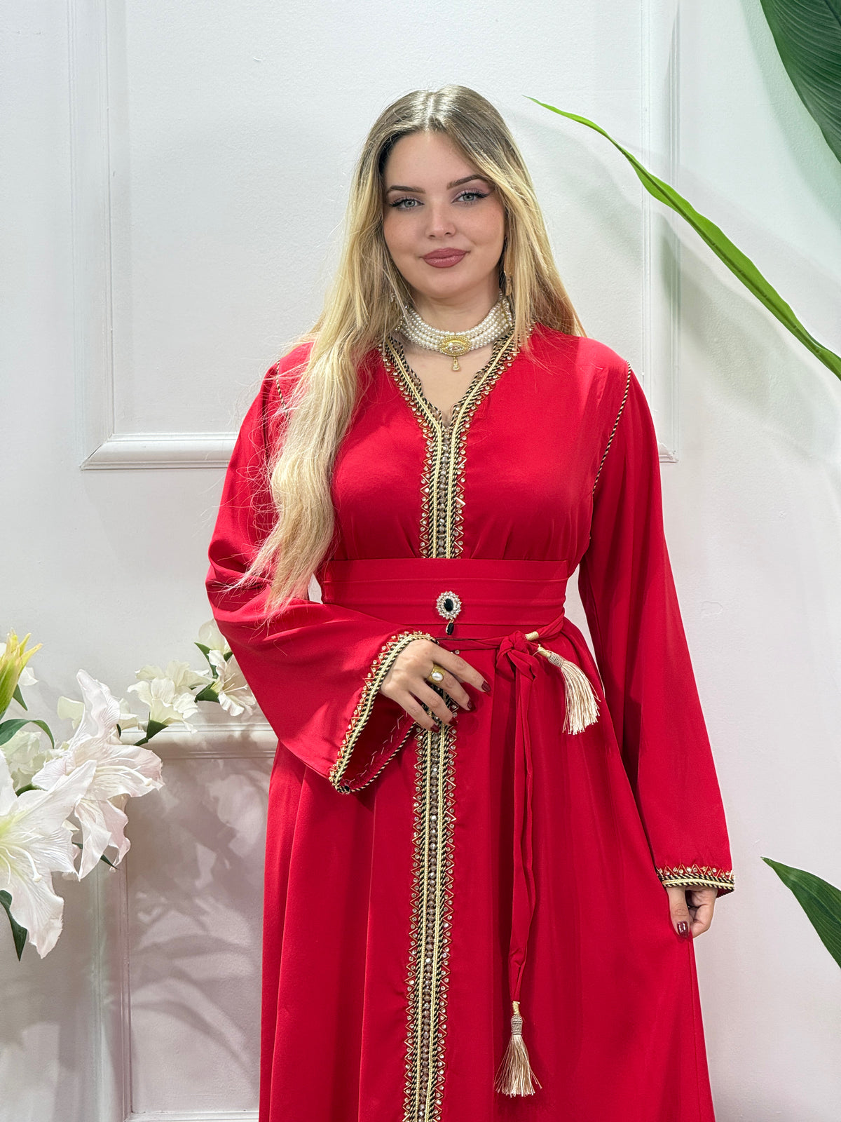 Caftan Sarah en crêpe – Plusieurs couleurs disponibles