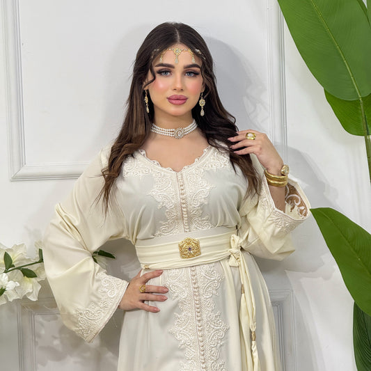 Caftan Assala – Blanc Cassé