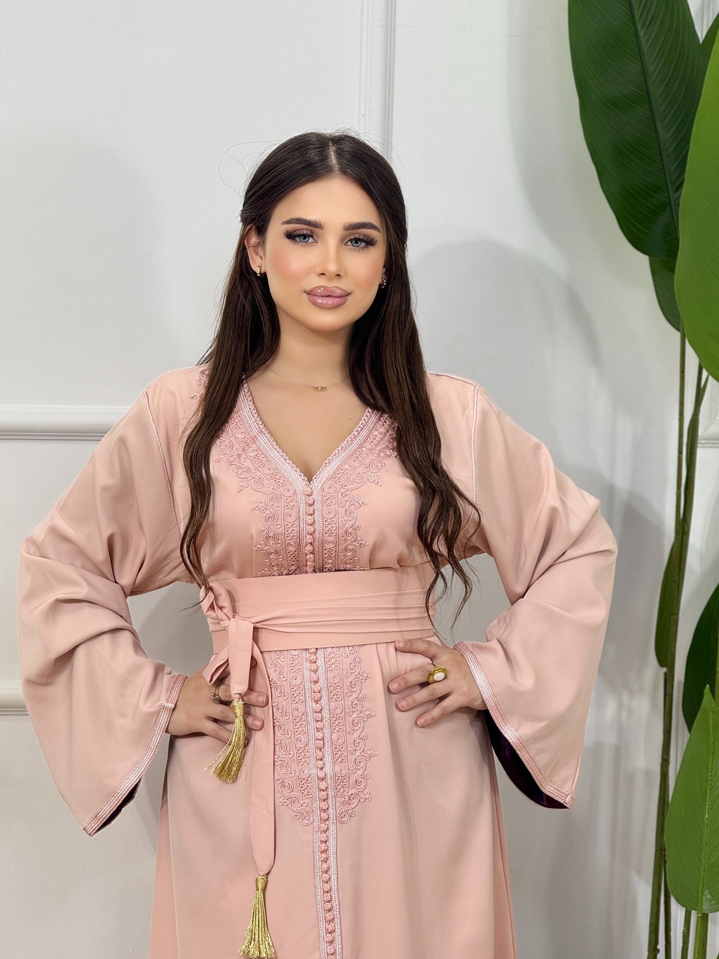 Caftan Rosa en Crêpe de Soie