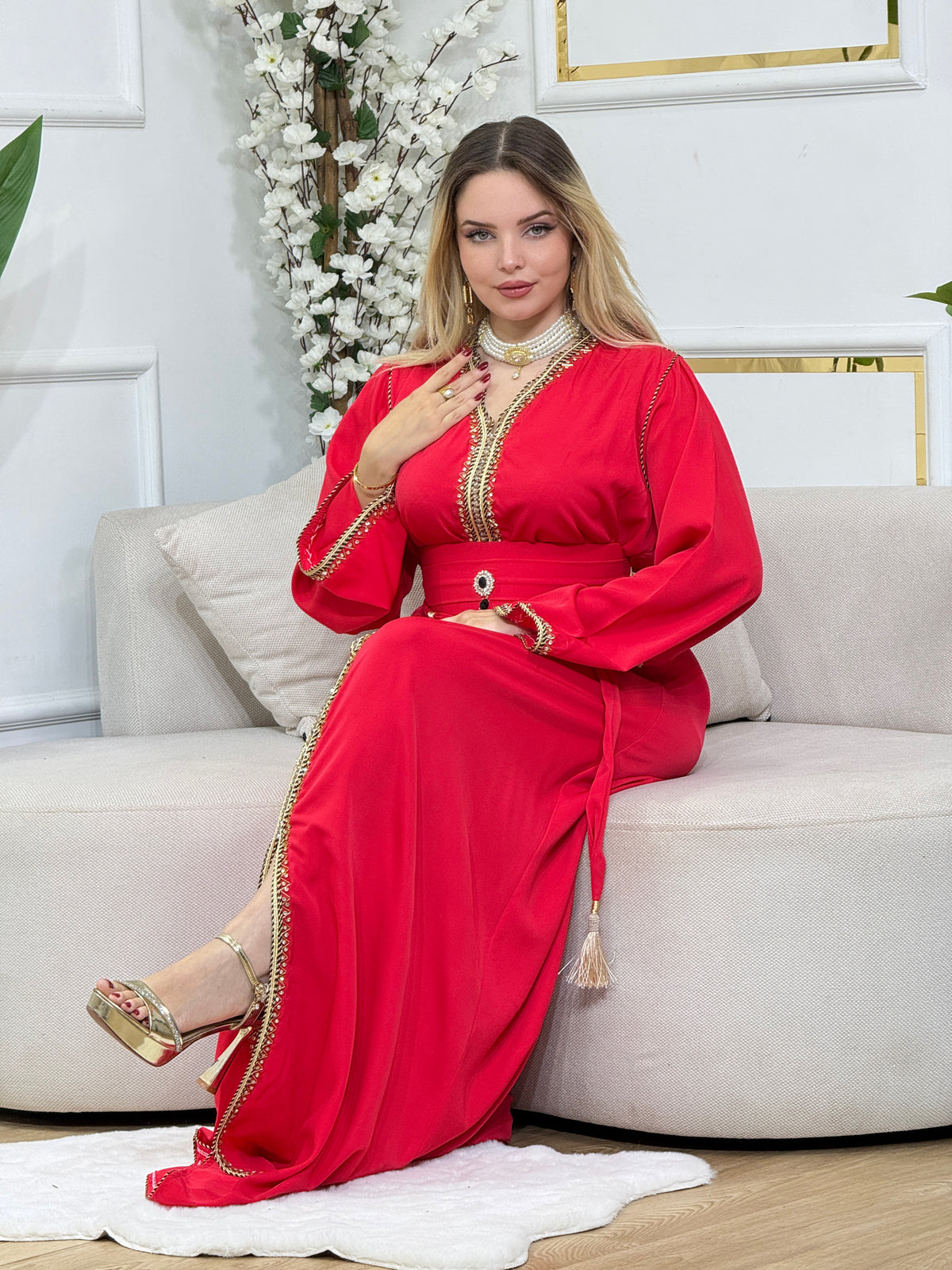 Caftan Sarah en crêpe – Plusieurs couleurs disponibles