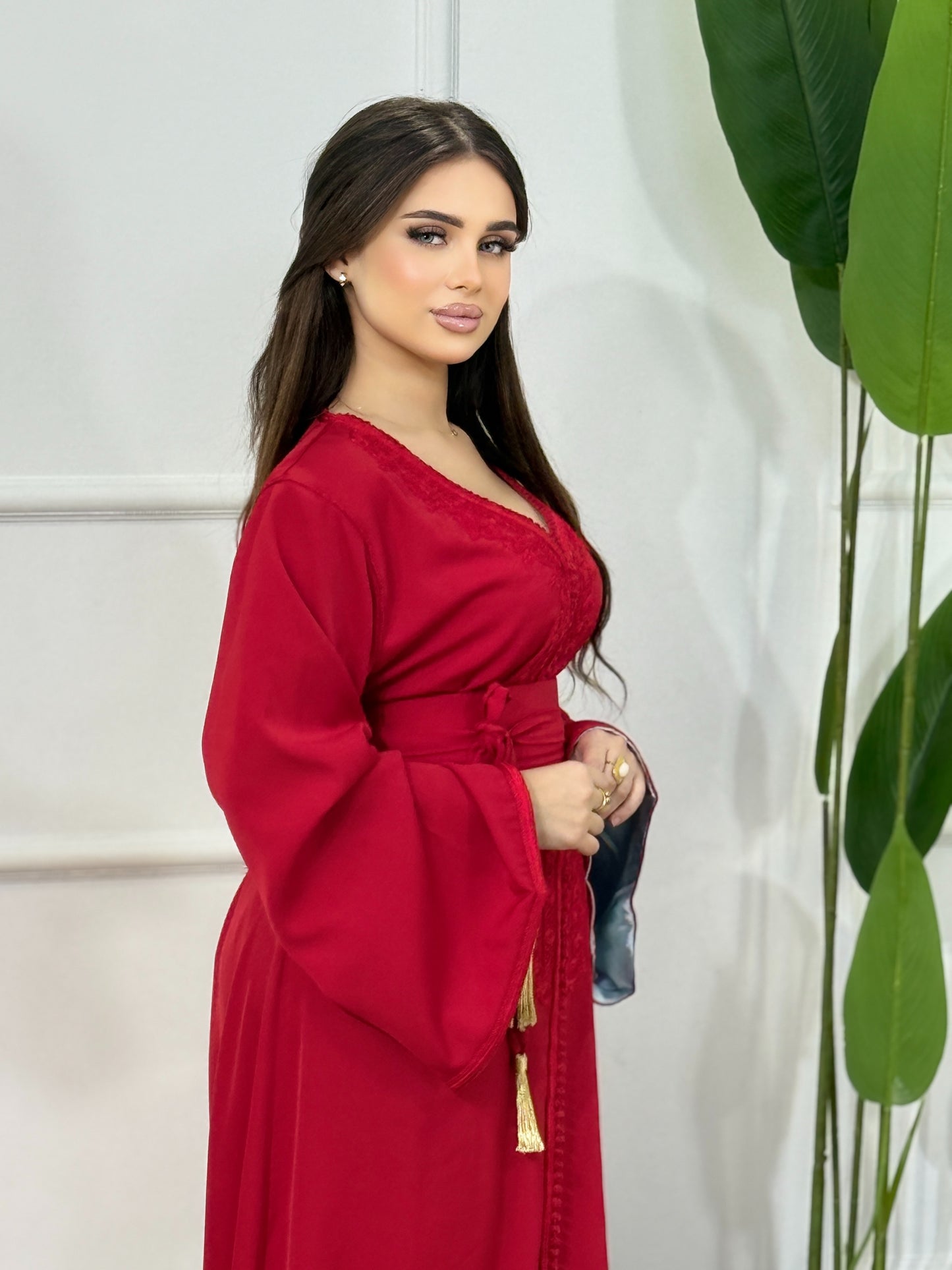 Caftan Rosa en Crêpe de Soie