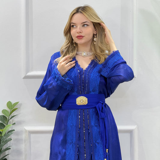 Caftan 2 pièces en organza brodé – détails cristaux