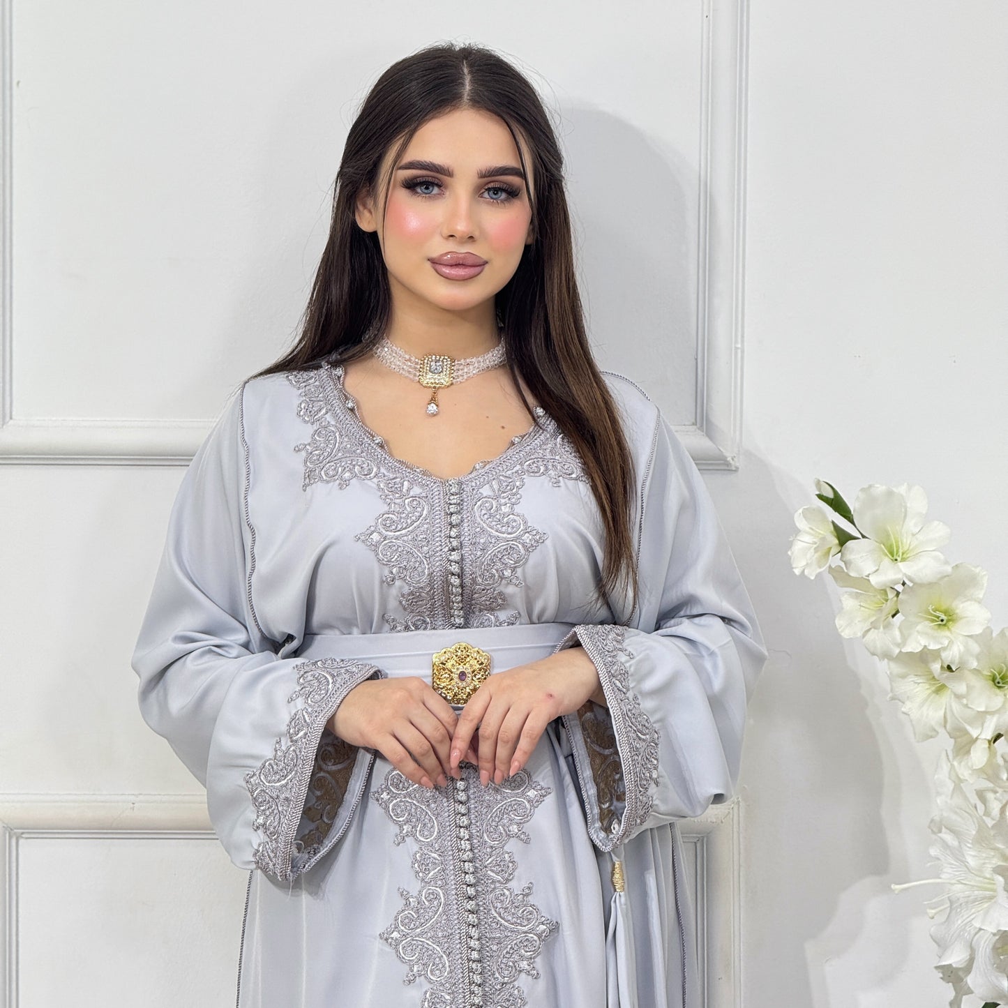 قفطان أصالة – ​​رمادي لؤلؤي