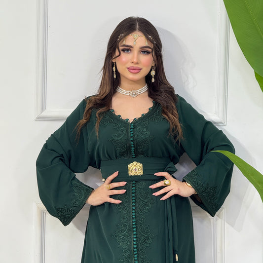 ✨ Caftan Assala – Vert Élégant