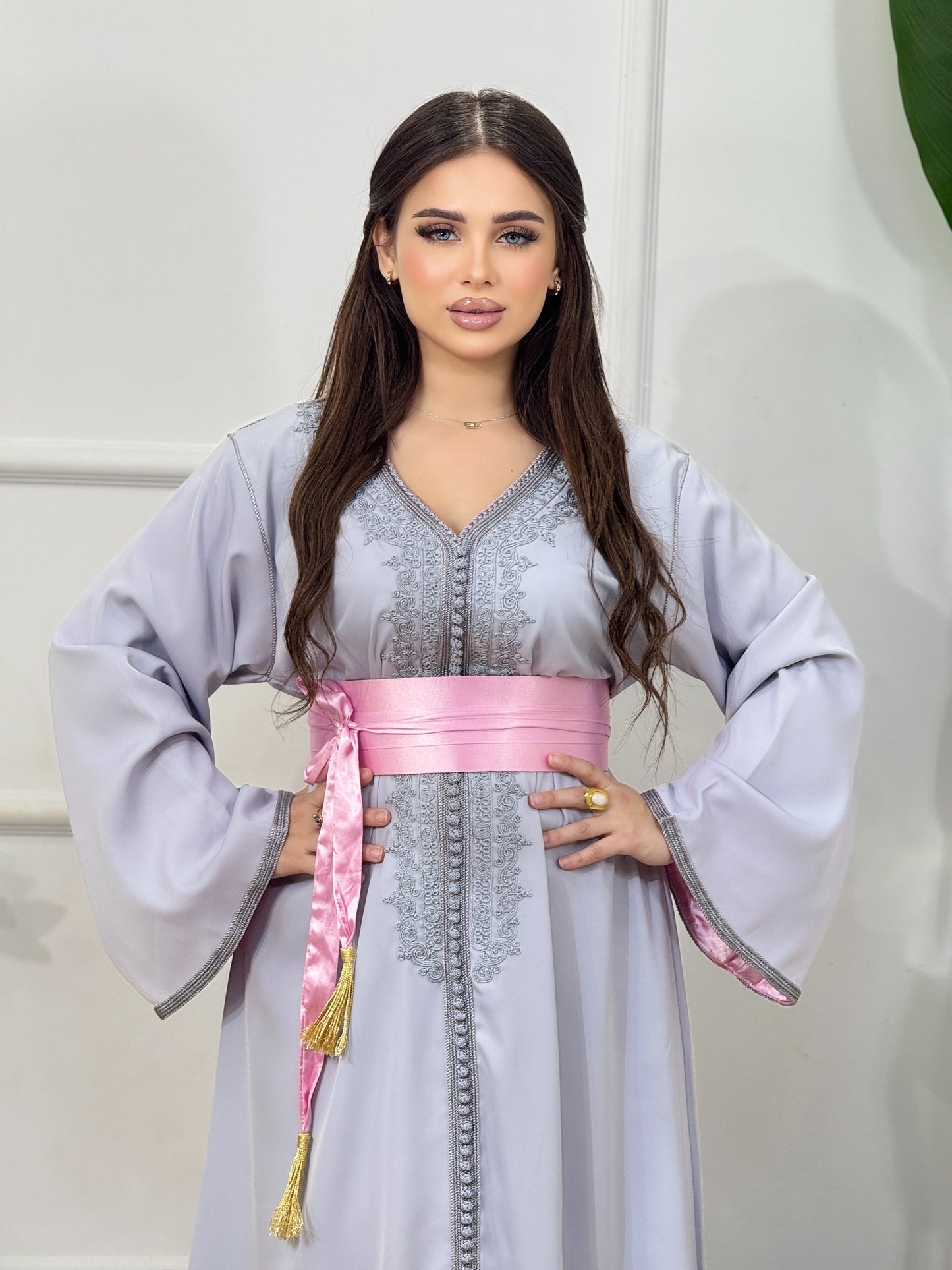 Caftan Rosa en Crêpe de Soie