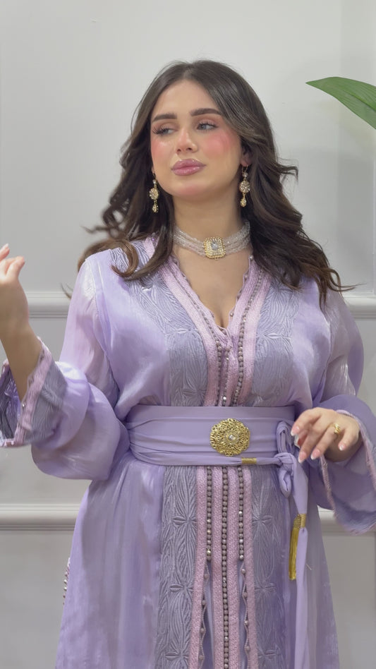 Caftan 2 pièces en organza brodé – Élégance et raffinement